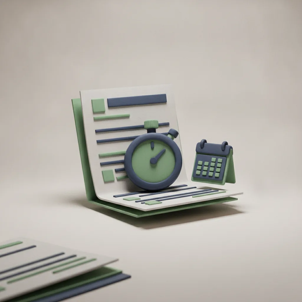 An official USCIS form with a stopwatch and a calendar — illustrating immigration processing time