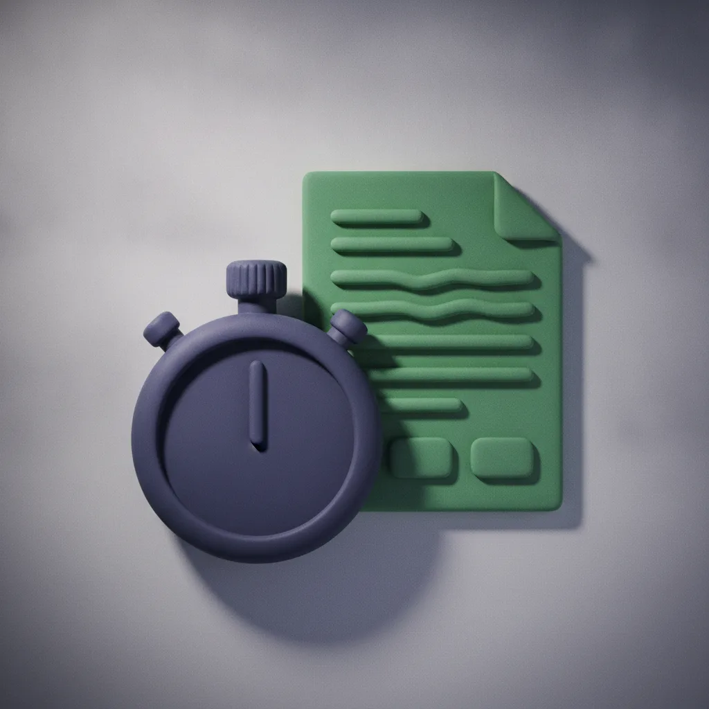 Clay stopwatch beside an official form