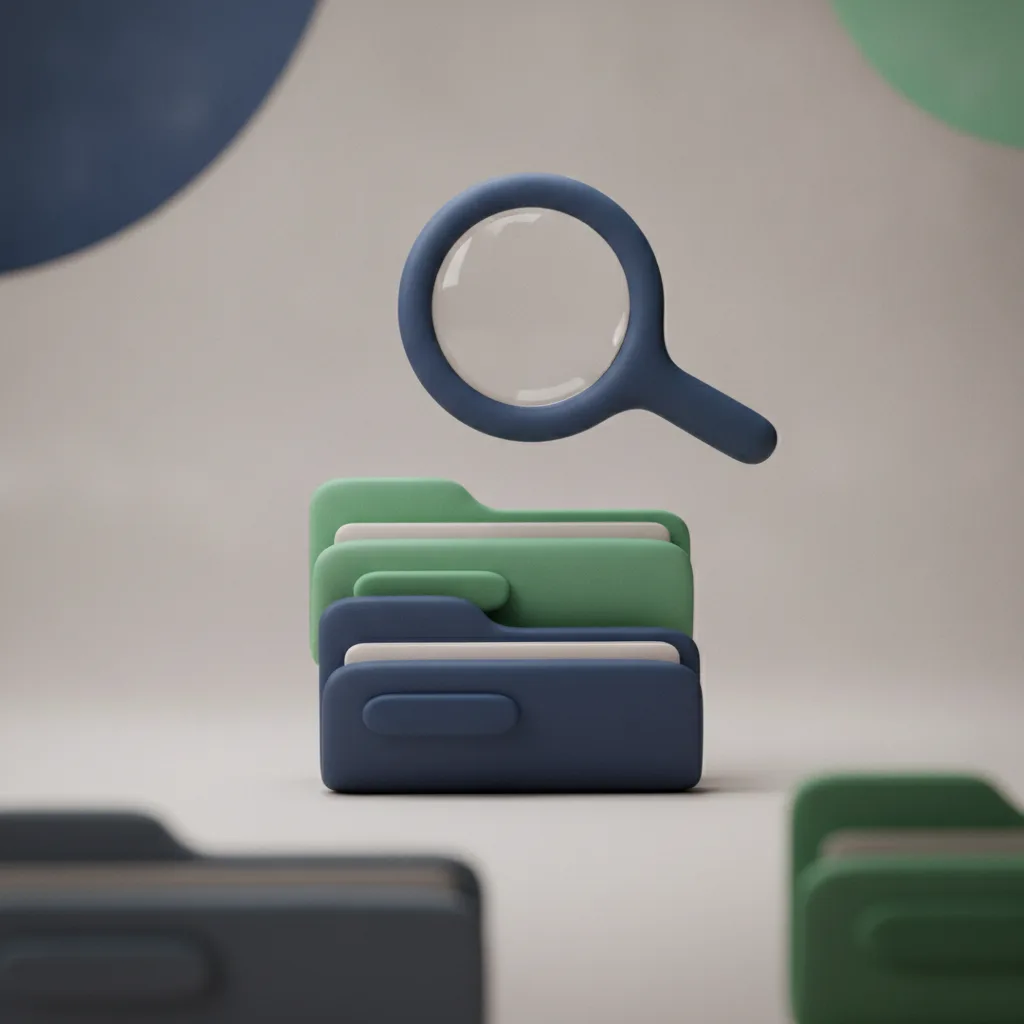 Clay folders with a magnifying glass